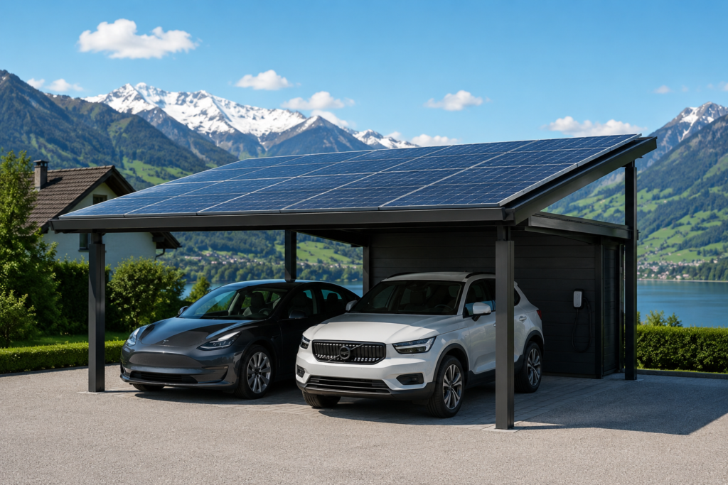 Carport solaire 2 places dimensions et prix Suisse romande